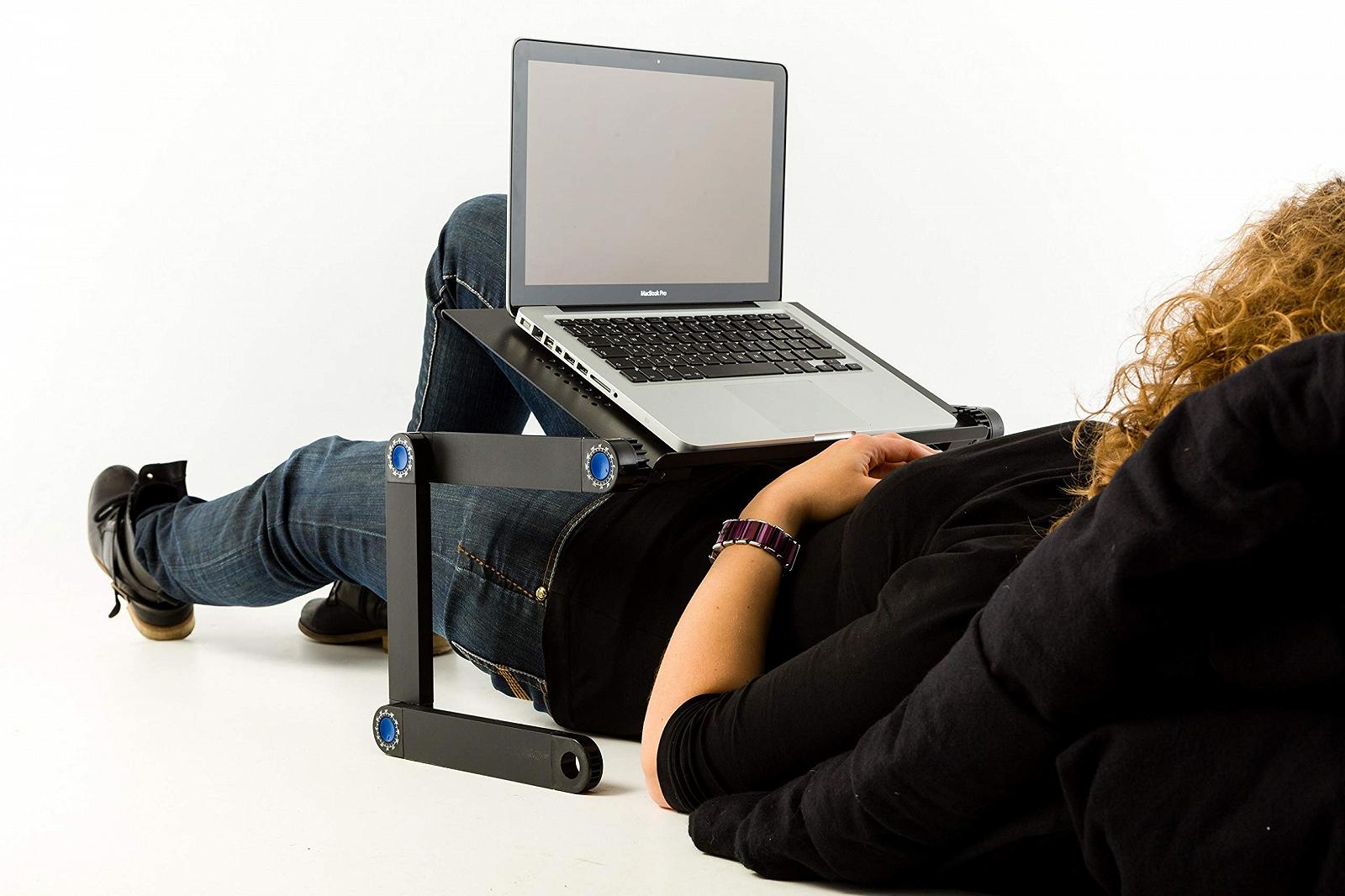 Универсальная Подставка для Ноутбука для Кровати | Складная Портативная Подставка для Офиса | Эргономичная Алюминиевая Черная | Легкая, фото №5