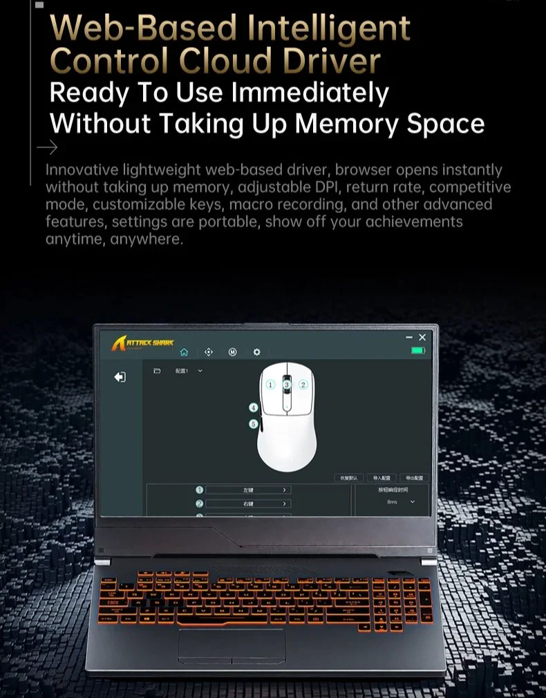 Ігрова мишка Attack Shark V5 Black PAW3950MAX 42K DPI 8000Гц 750IPS 50G, фото №7