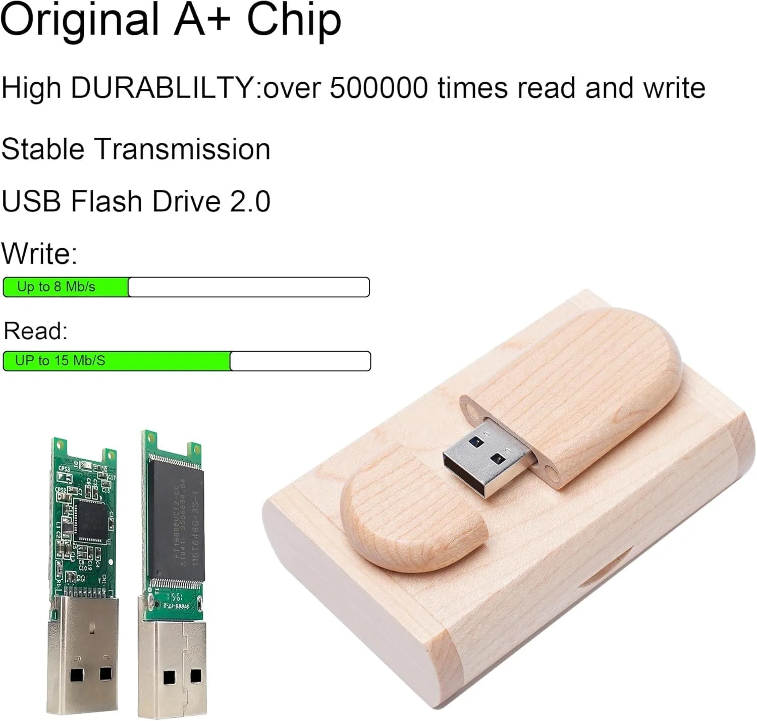 USB-накопичувач Wooden 16ГБ USB 2.0 з дерев'яною коробкою, фото №2