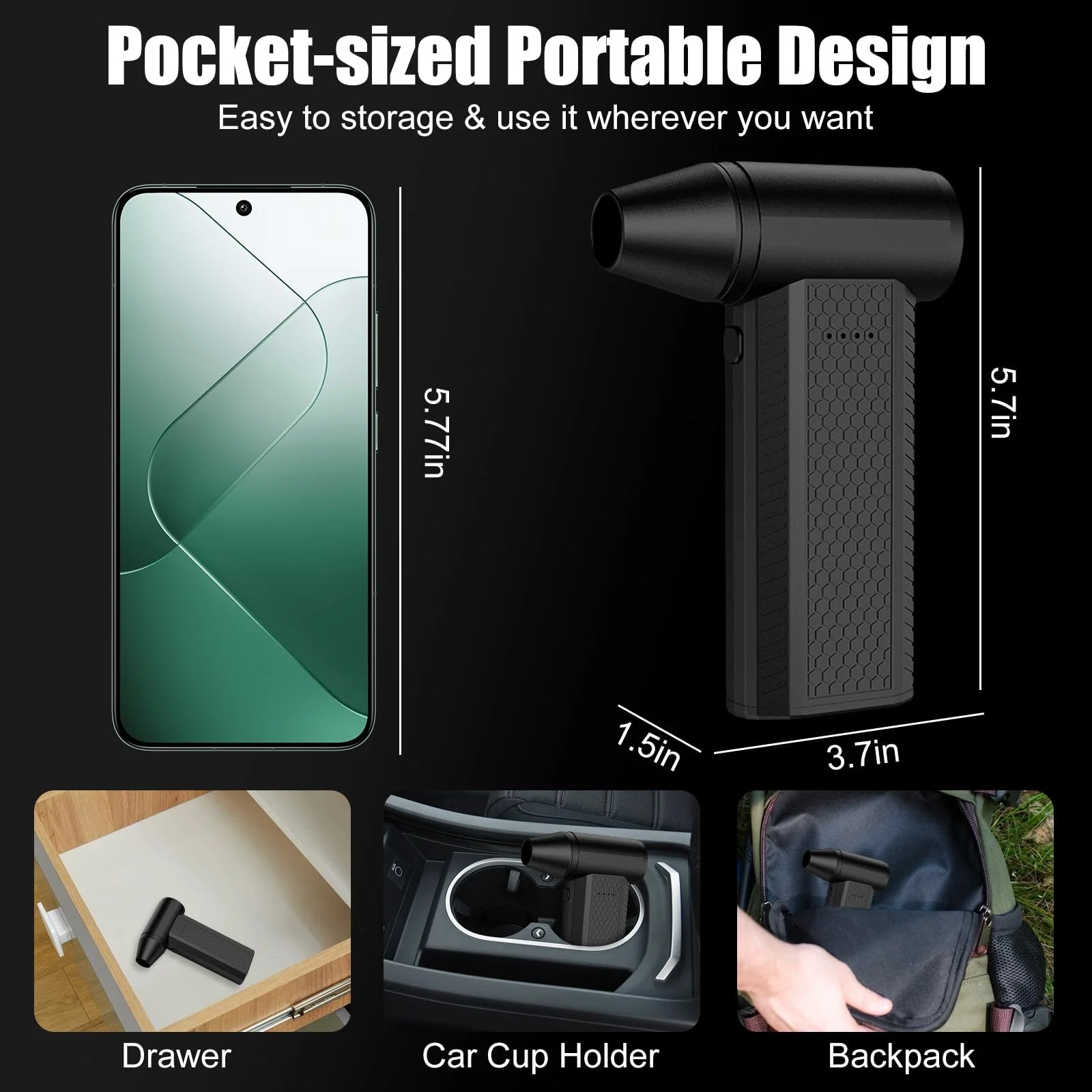 Електрична повітродувка OBEST 130000 RPM 4000 мАг 4 швидкості, фото №5