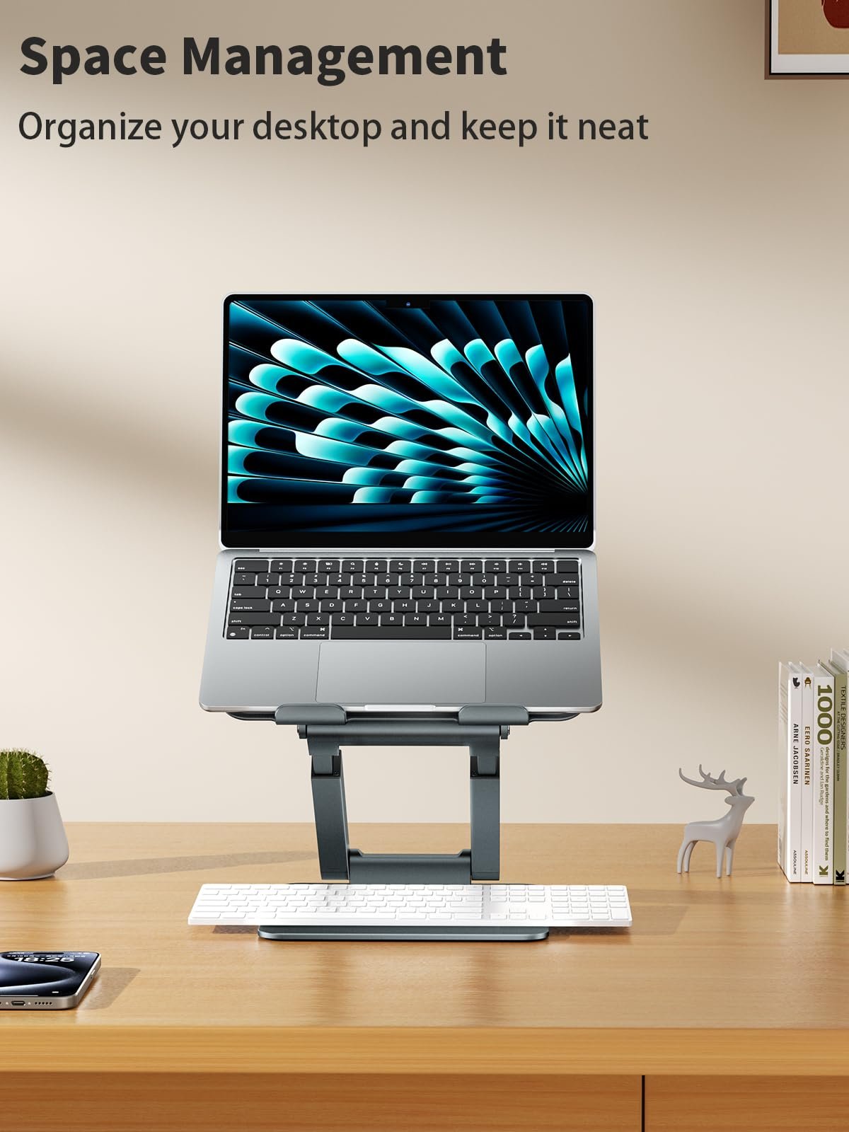 Підставка для ноутбука tounee Регульована по висоті Телескопічна конструкція Розкладний дизайн Ергономічна Сірий, фото №9