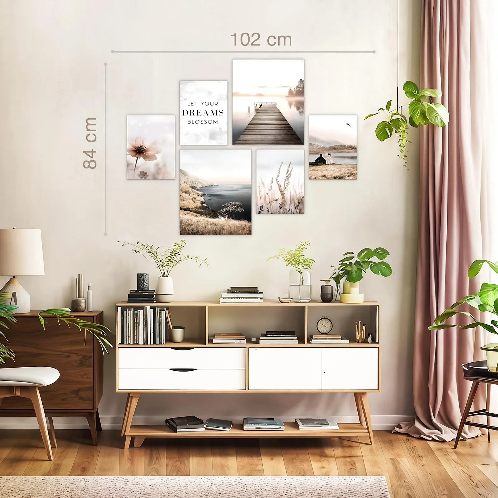 Набір картин Novart N029263a Природне озеро Бохо Бежевий, фото №3