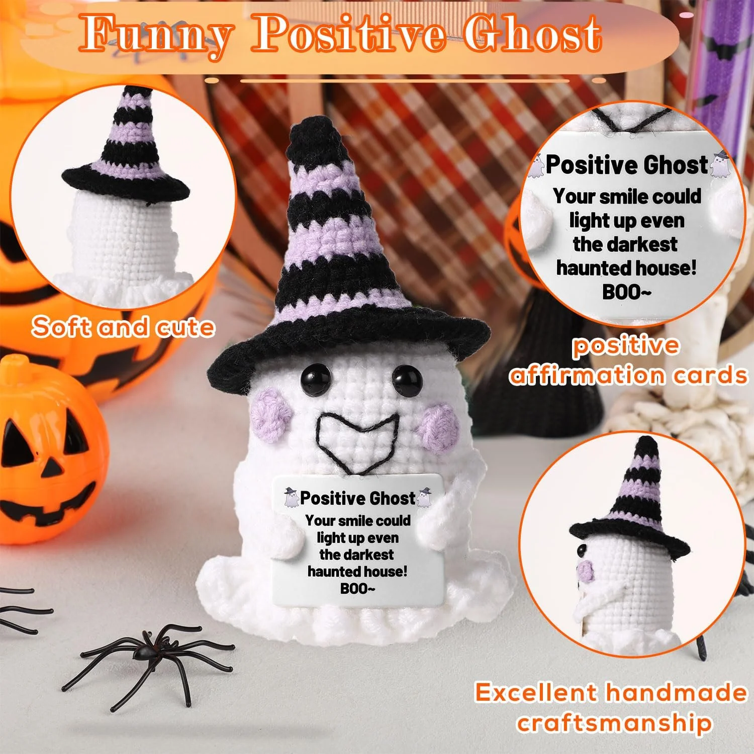 Игрушка TOYMIS Привид с ведьминой шляпой Вязанный призрак для декораций на Хэллоуин, фото №3 Игрушка TOYMIS Привид с ведьминой шляпой Вязанный призрак для декораций на Хэллоуин, фото №3