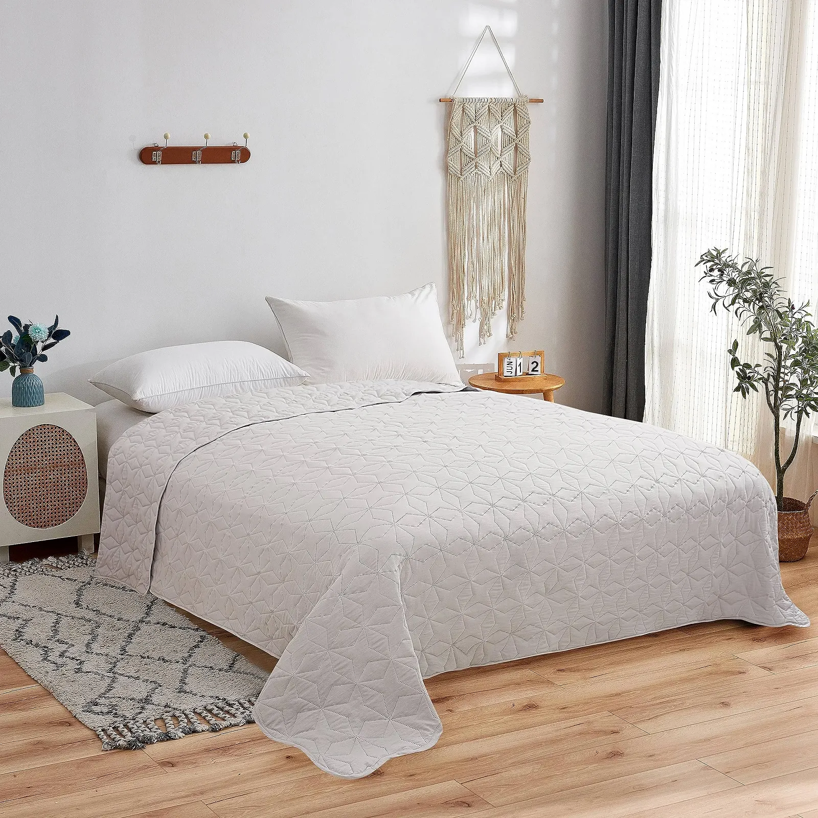 Покрывало MB Warenhandel24 XXL Универсальный Плед Приблизительно 220 x 240 см Пэчворк Кантри Хаус Диван Кровать Серебряный, фото №2