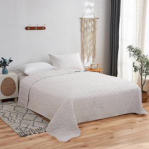 Покривало MB Warenhandel24 XXL Універсальний Плед Приблизно 220 x 240 см Печворк Кантрі Хаус Диван Ліжко Срібний synthetic.ua - Фото 1