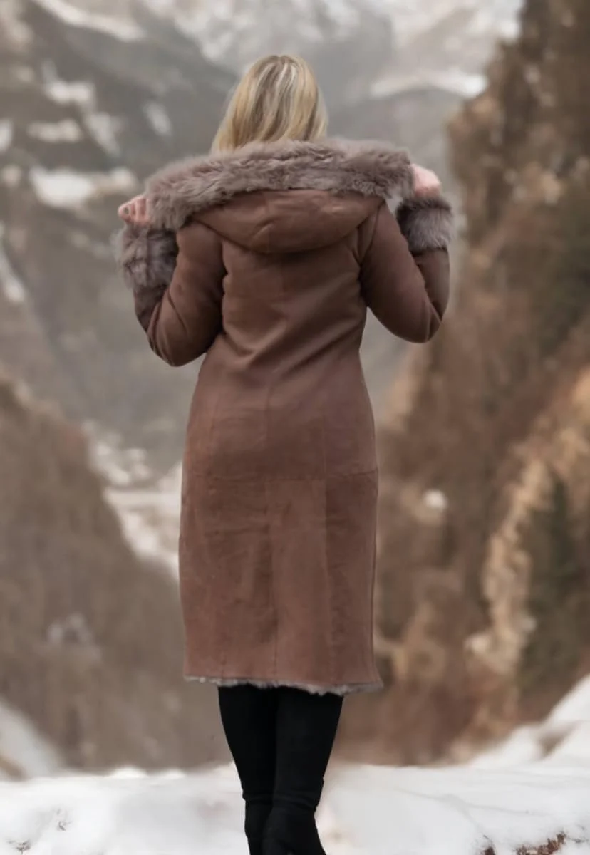 Дубленка Hollert Toscana Lanessa Коричневая с капюшоном, фото №7 Дубленка Hollert Toscana Lanessa Коричневая с капюшоном, фото №7