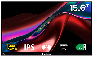 Монітор портативний сенсорний 15.6" Verbatim PMT-15 4K IPS 60 Гц - Фото 1