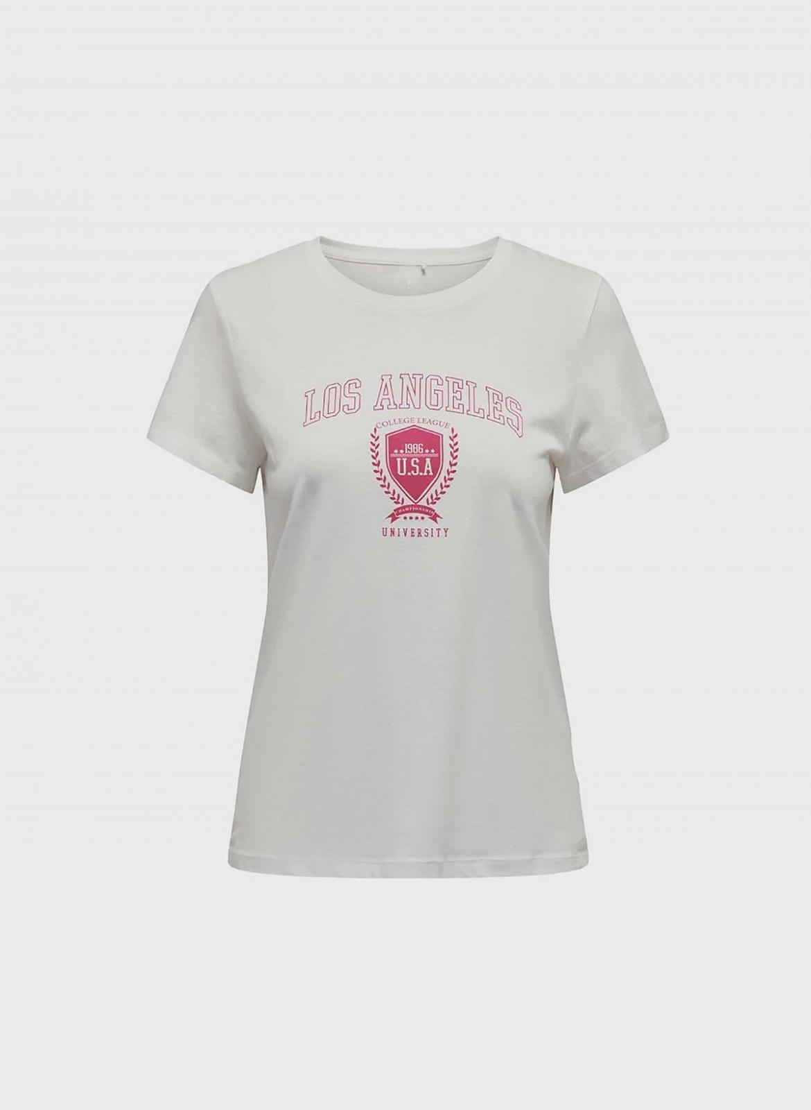 Футболка ONPZEN REG SS TEE 15304117-Cloud Dancer-Print:Los Angeles ONLY Білий L, фото №1