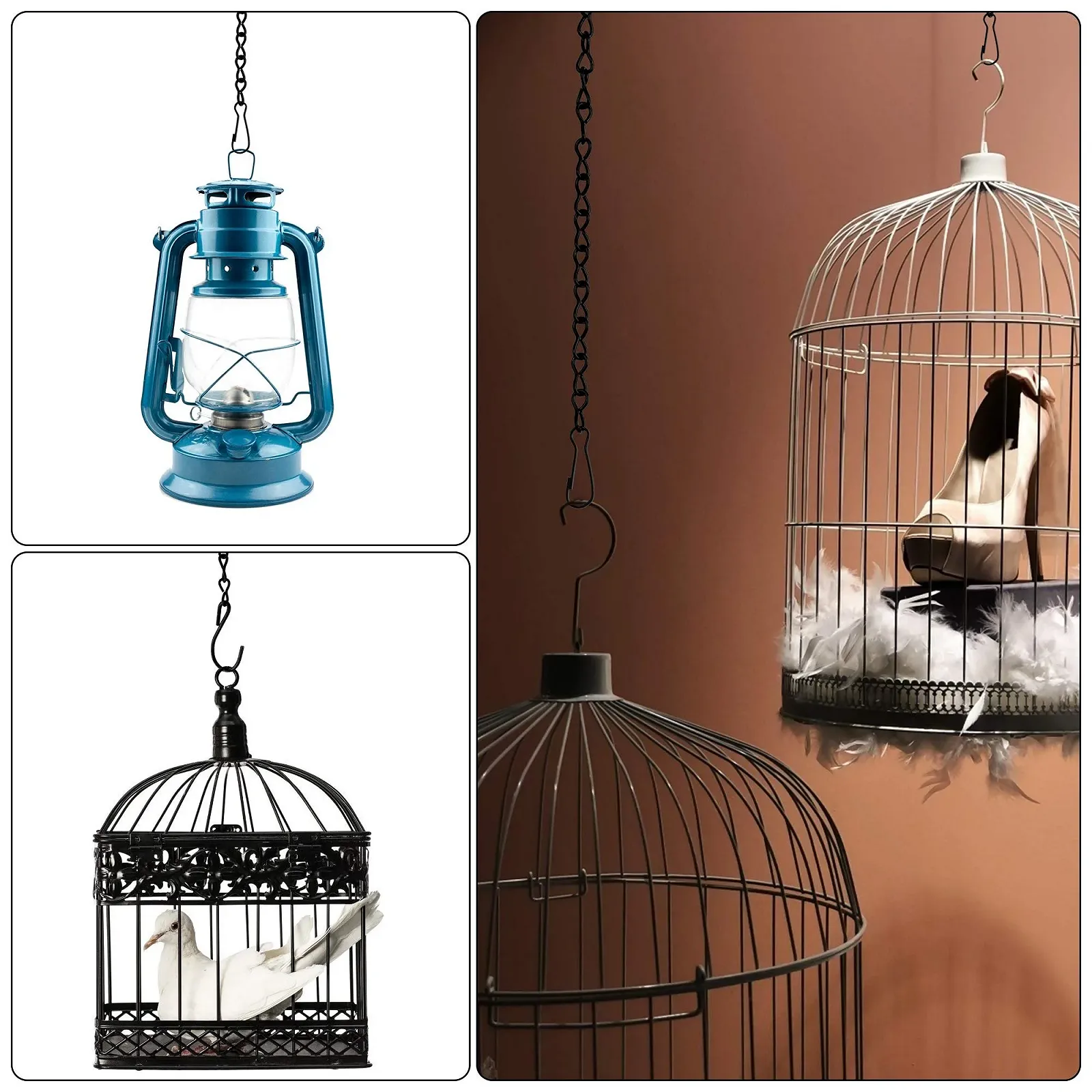 Ланцюги для підвісних кошиків 6 шт. 50 см металеві з гачками, фото №7