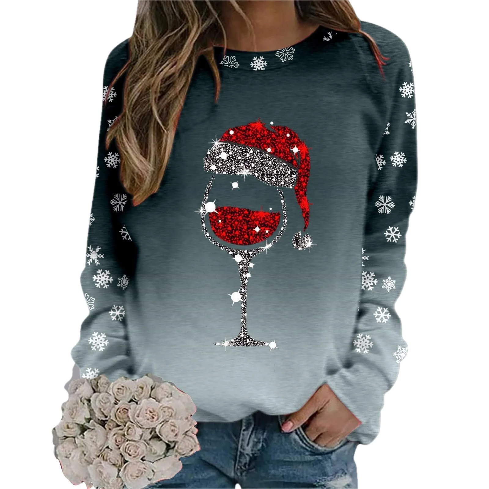 Модний Різдвяний Світшот Жіночий Повсякденний, фото №4