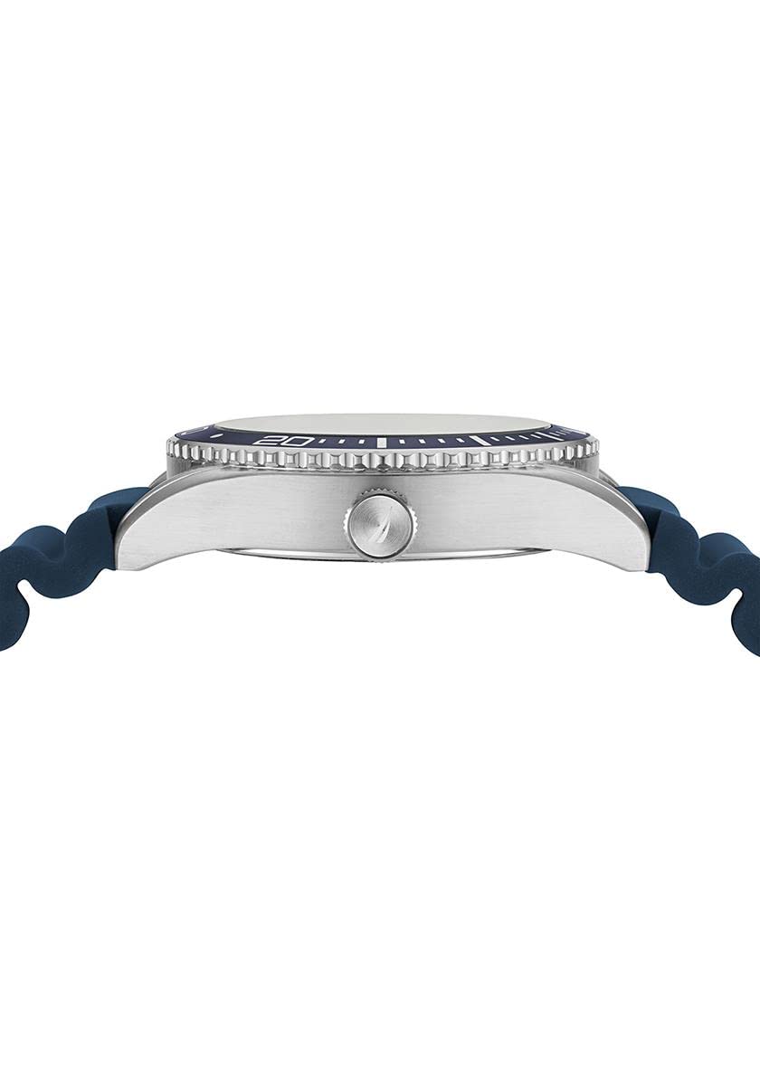 Часы Nautica Мужские Stainless Steel Quartz Silicone Strap Blue 22 Casual NAPFWF115 синий, фото №2
