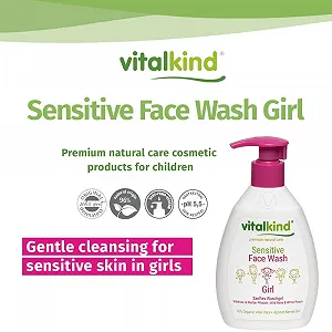 Гель для умывания Vitalkind Sensitive для девочек премиальный натуральный уход для детей. Гель для умывания для чувствительной кожи лица synthetic.ua - Фото 1
