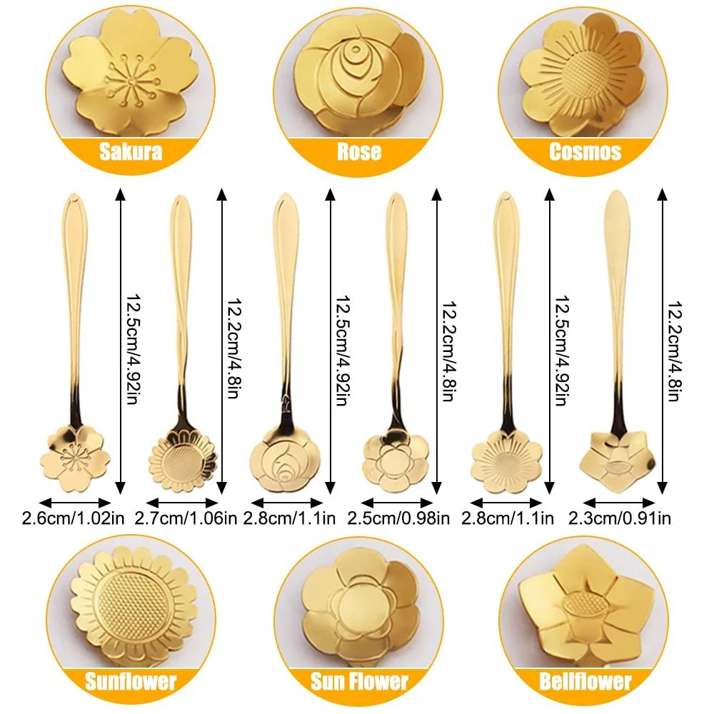Ложка з нержавіючої сталі Золота Квітка Набір 20 штук, фото №3
