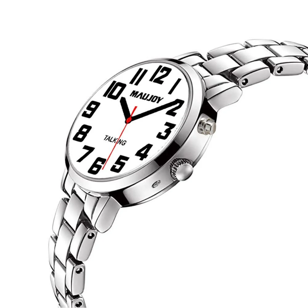 Годинник чоловічий MAUJOY з голосовим сповіщенням часу та дати, радіокерований, шкіряний ремінець, регульований, фото №4