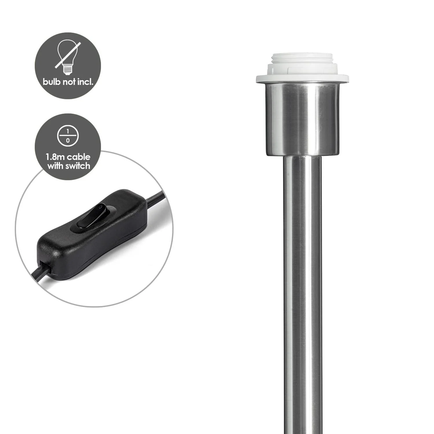 Настільна лампа Home Sweet Home Mauro Modern 40/40/35.6 см з тканинним абажуром E27 з вимикачем світло-сіра, фото №7