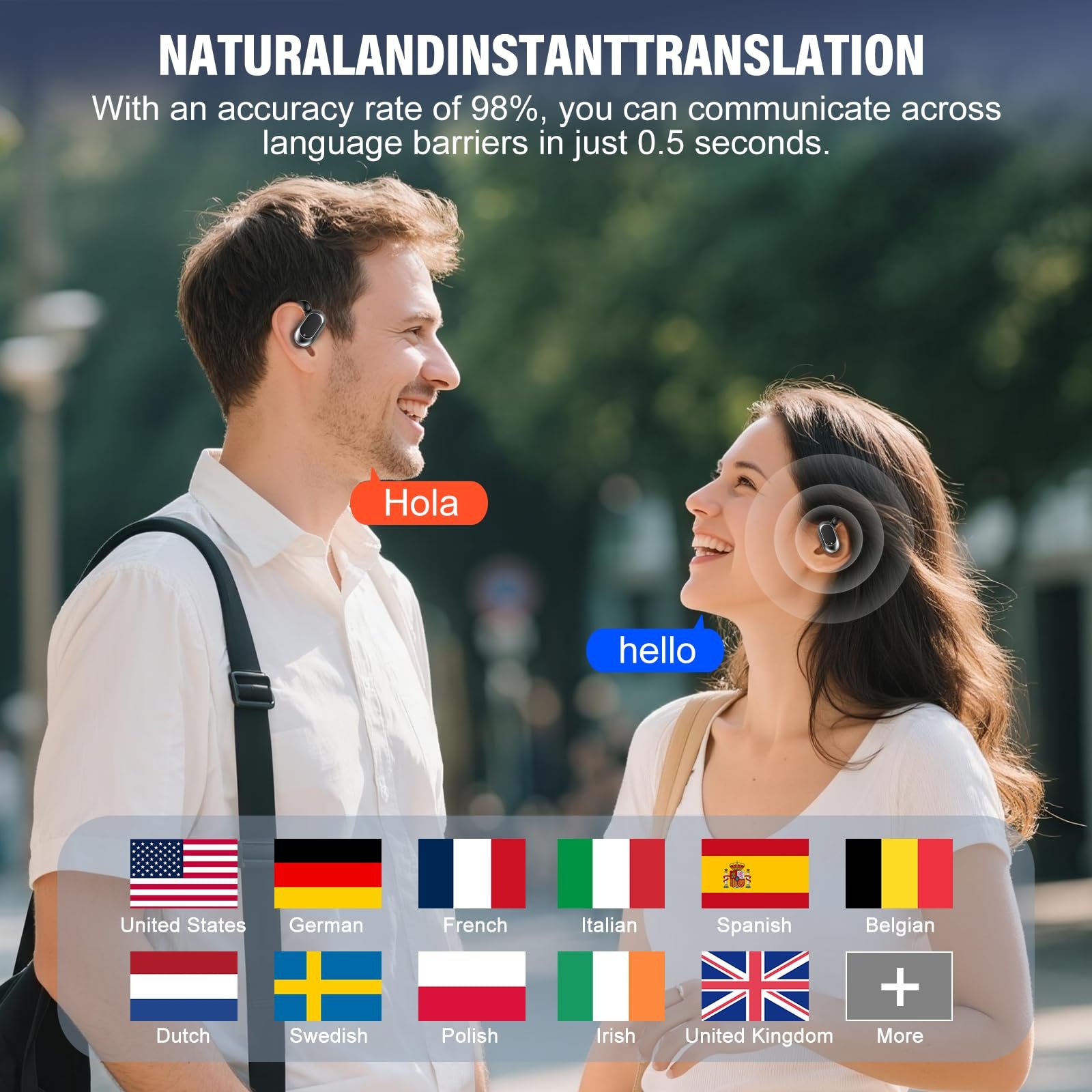 Навушники-перекладач AI, для голосового перекладу в реальному часі 164 мови з додатком, 6 режимів перекладу, фото №2