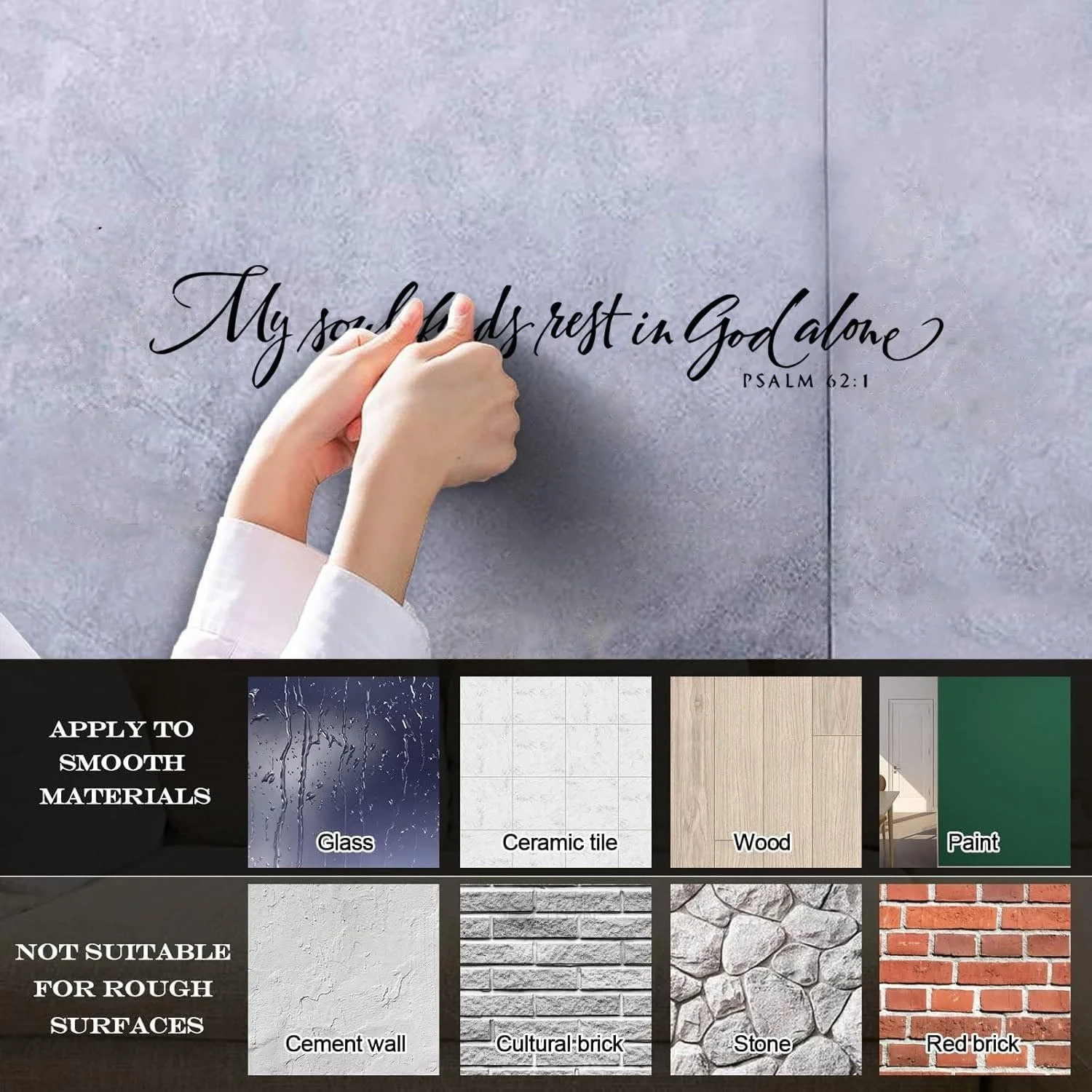 Наклейка на стіну My Soul Finds Rest in God Alone Псалми 9 x 57 см, фото №5
