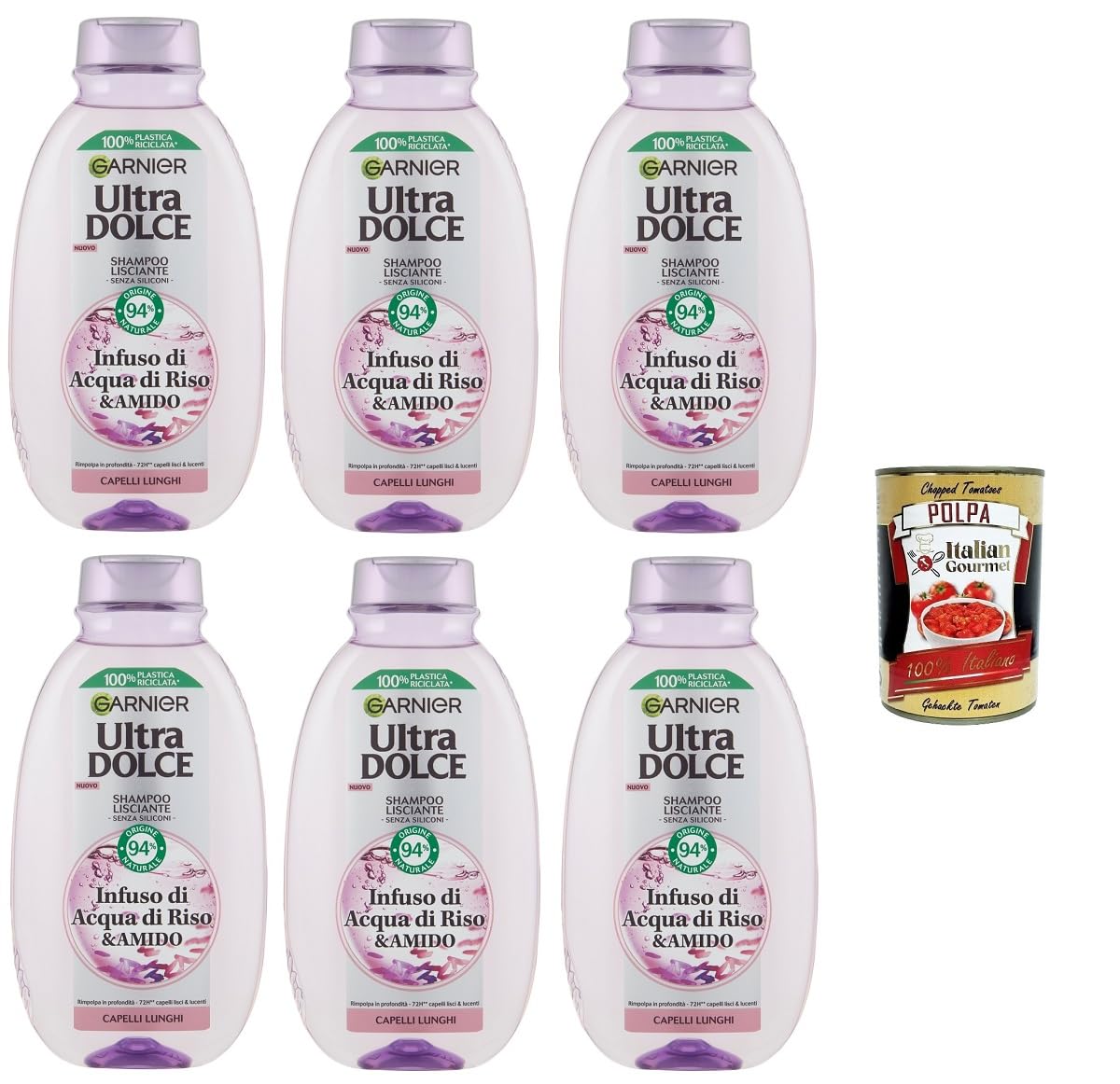 Шампунь G. Ultra Dolce Infuso di Acqua di Riso & Amido Lisciante Infusion of Rice Water and Starch, Smoothing Shampoo 6 x 250 мл, фото №1