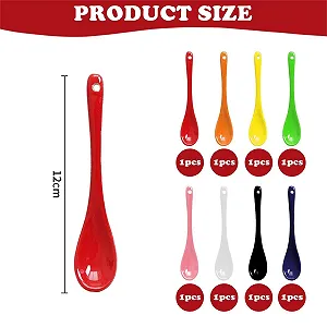 Набор керамических ложек, 8 штук, цветные, длинные для размешивания кофе, эргономичная удобная ручка, простые и удобные, многофункциональная кухонная посуда synthetic.ua - Фото 1