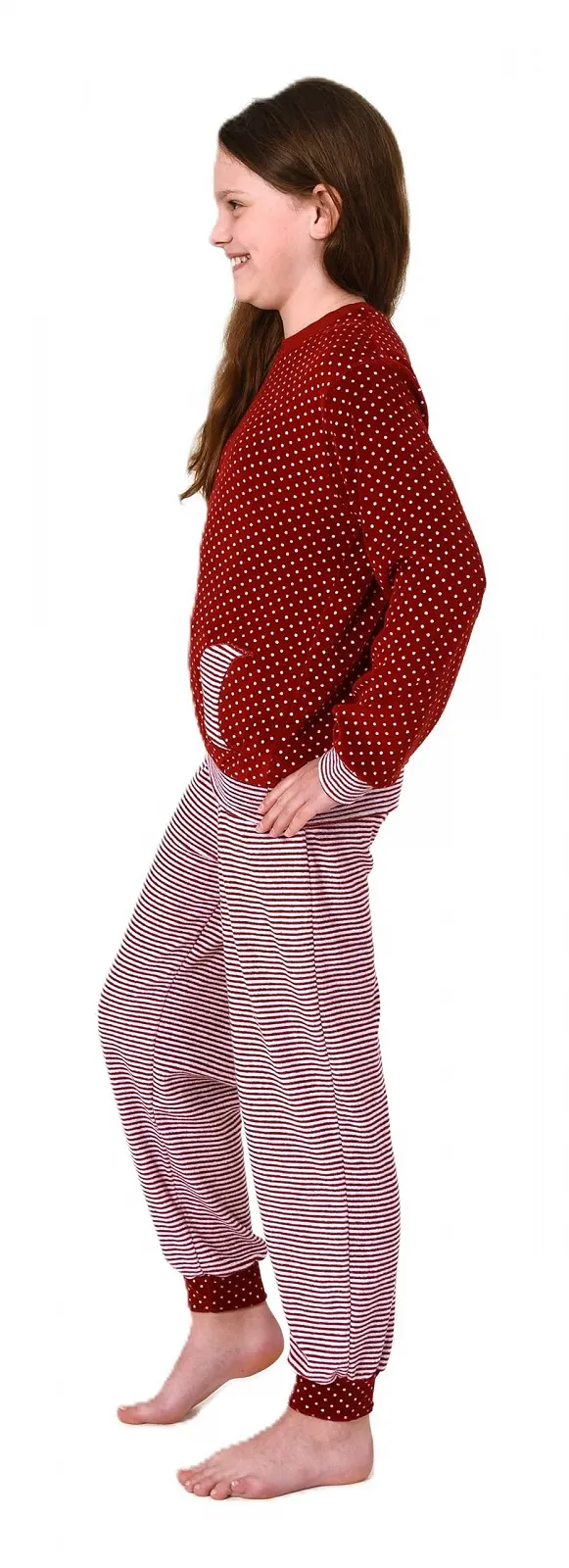 Піжама для дівчинки Normann Махрова з довгими рукавами з манжетами в горошок та смужку, фото №3 Піжама для дівчинки Normann Махрова з довгими рукавами з манжетами в горошок та смужку, фото №3