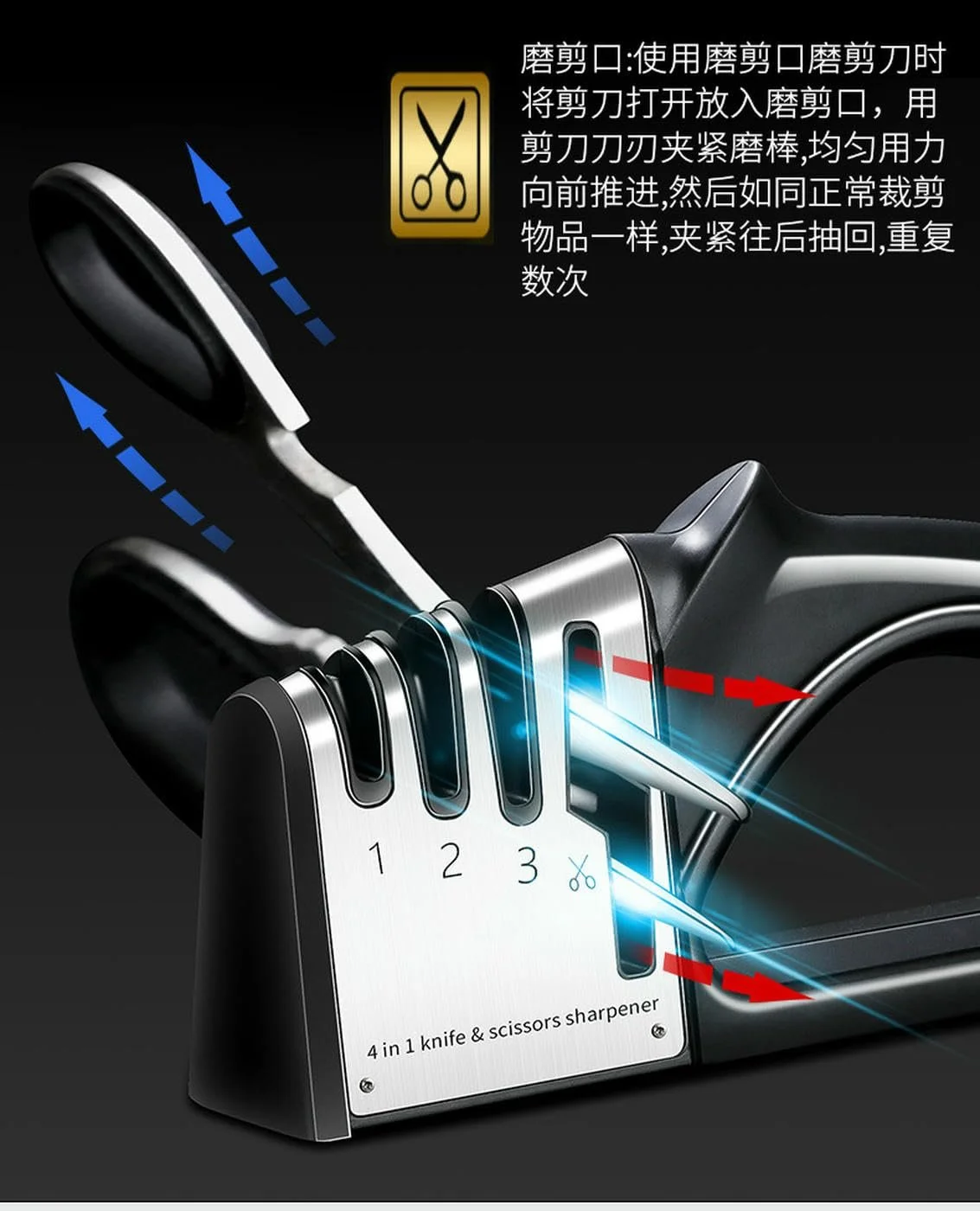 Точило для ножів кухонне ручне багатофункціональне алмазне з вольфрамової сталі для дому та вулиці, фото №2