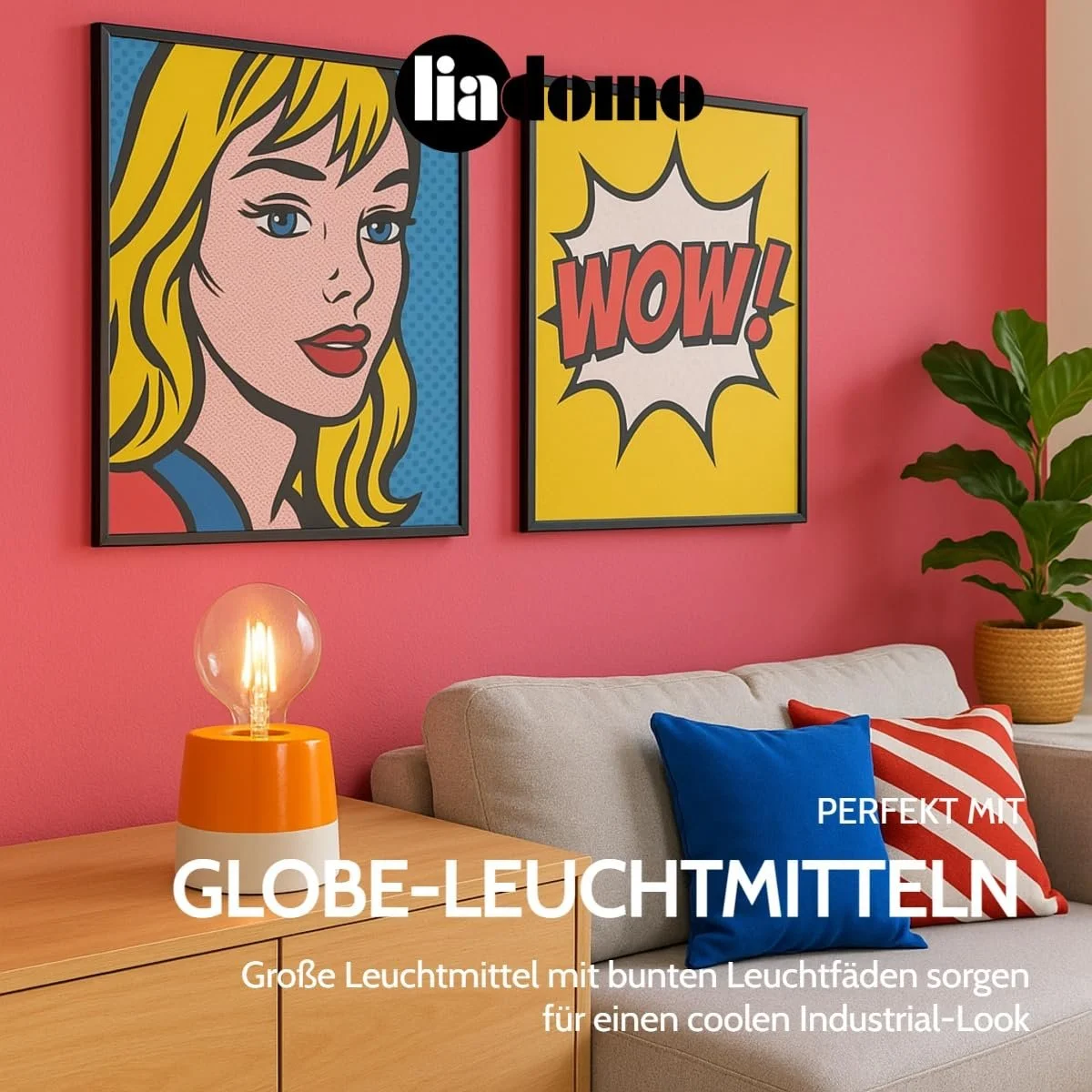 Настільна лампа Roy Industrial провідна декоративна з керамічною основою E27 Помаранчевий, фото №3