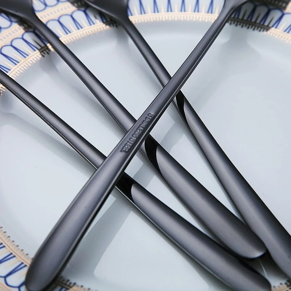 Ложка HOMQUEN для кави з довгою ручкою, Чорна, нержавіюча сталь, набір 6 штук, фото №8