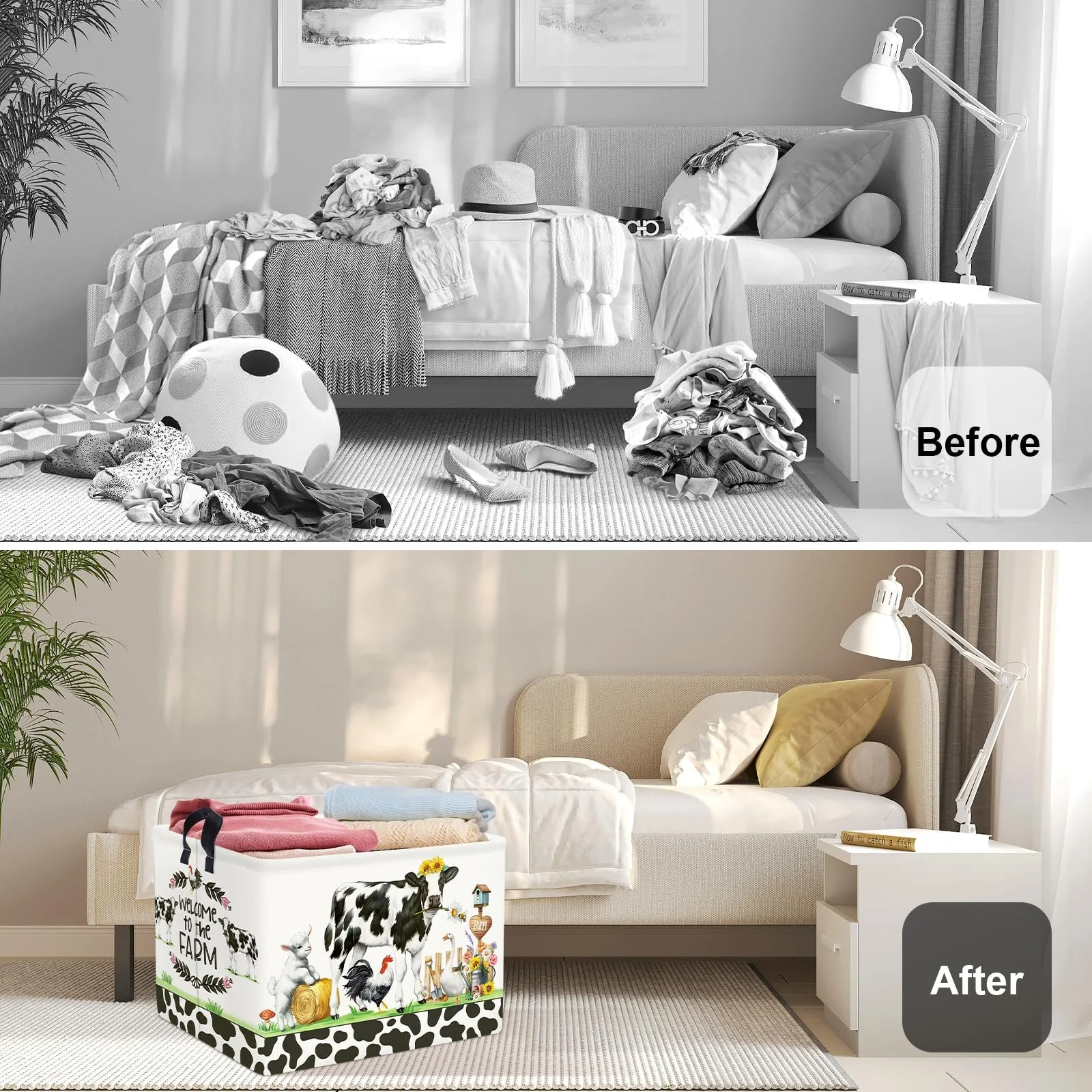 Корзина для игрушек HUUMONSS Сельские животные, складная для мальчиков и девочек, 36 л, фото №2 Корзина для игрушек HUUMONSS Сельские животные, складная для мальчиков и девочек, 36 л, фото №2