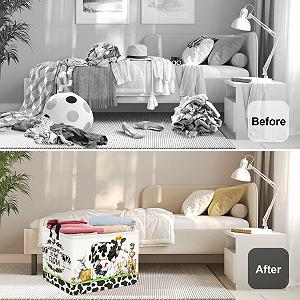 Корзина для игрушек HUUMONSS Сельские животные, складная для мальчиков и девочек, 36 л synthetic.ua - Фото 1