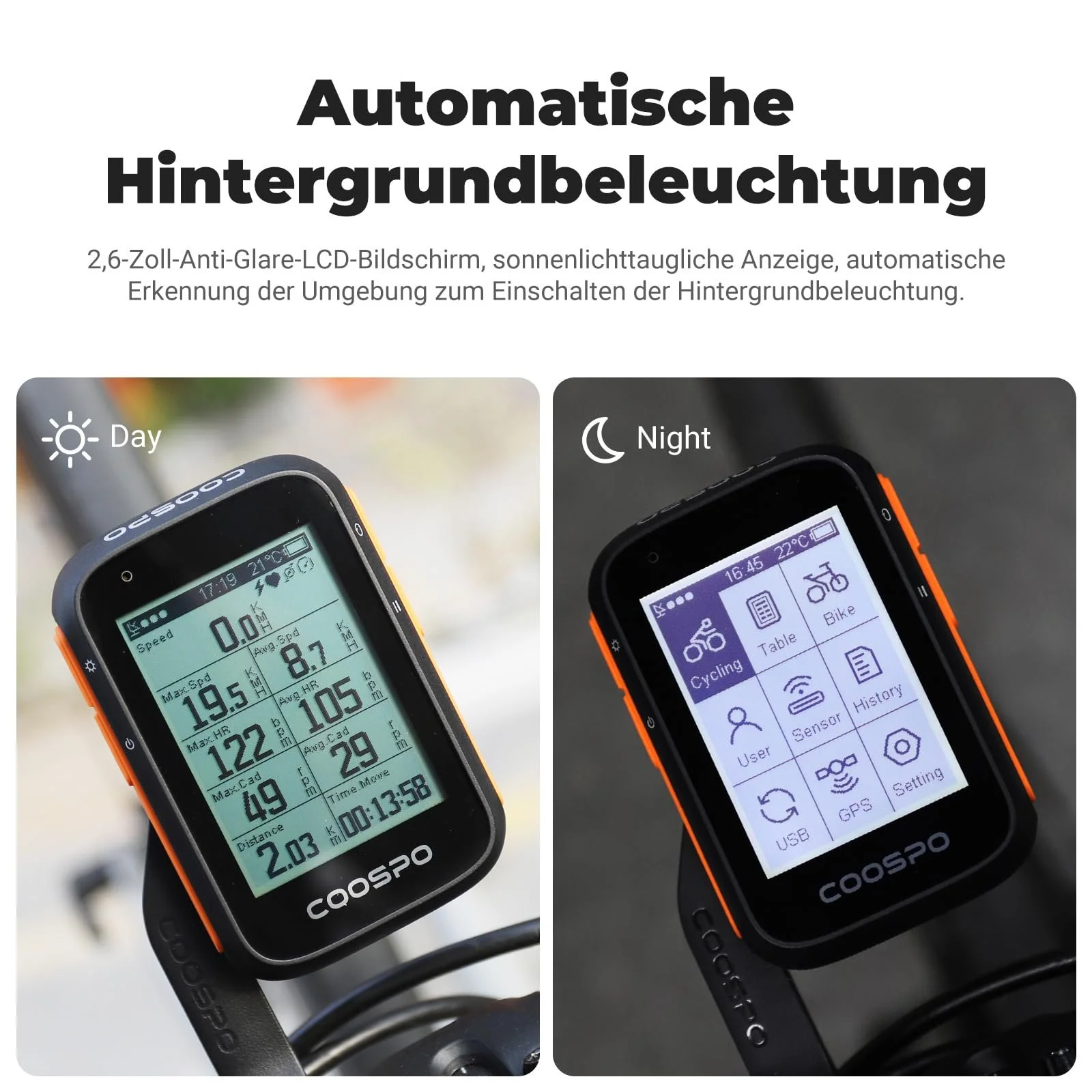 Велокомпьютер COOSPO BC200 GPS Bluetooth 5.0 ANT+ IP67 2.4 дюйма LCD, фото №4