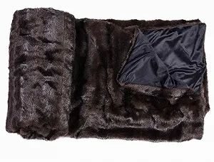 Одеяло Palazzo Luxury из искусственного меха норки 160 x 200 см с мягкой флисовой подкладкой для зимнего тепла pda001 - Фото 1