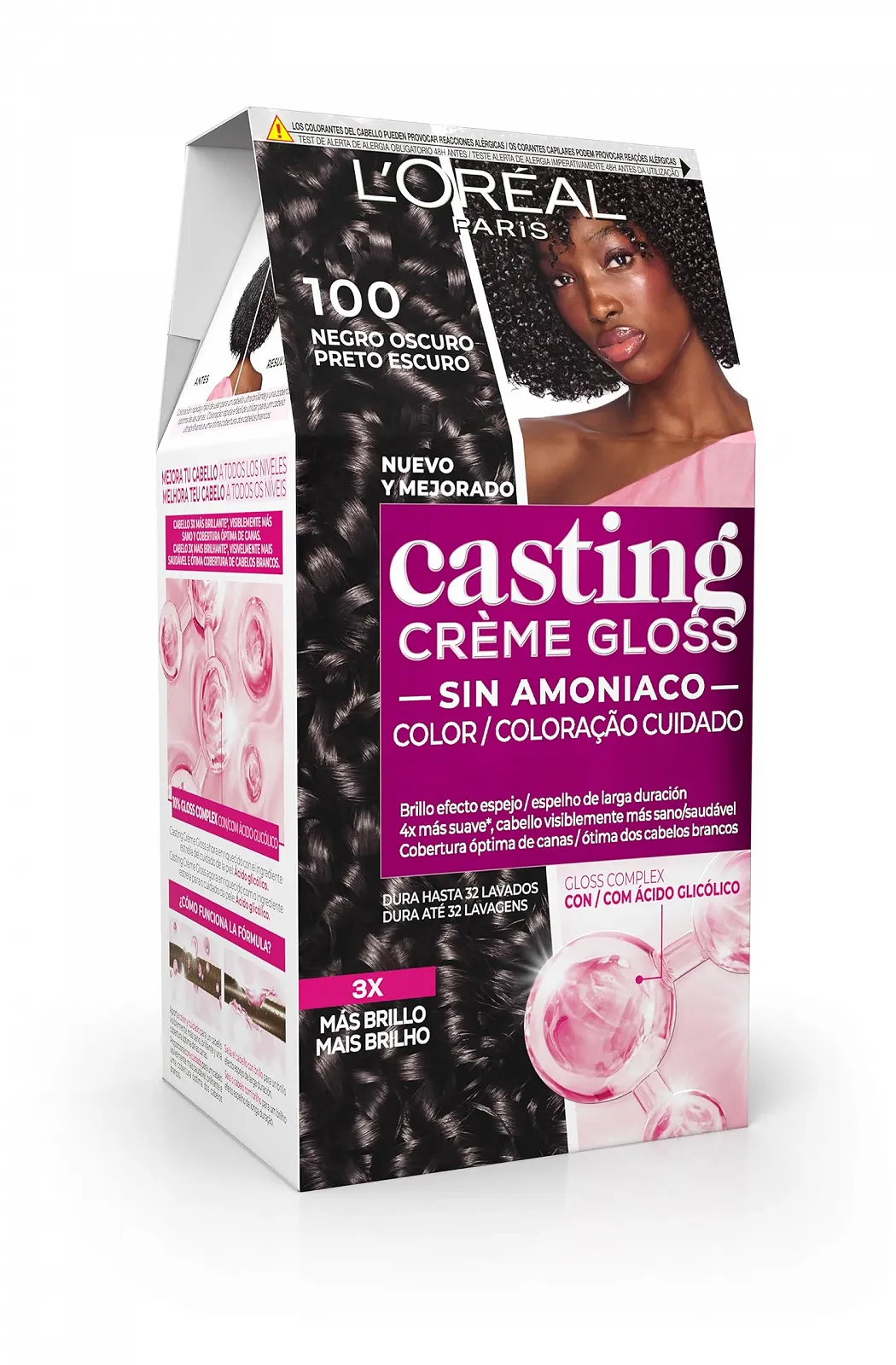 Фарба для волосся L'Oreal Casting Creme Gloss 100 Темно-чорний, фото №2 Фарба для волосся L'Oreal Casting Creme Gloss 100 Темно-чорний, фото №2