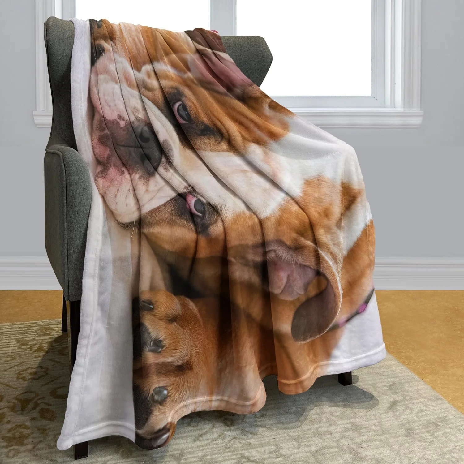 Одеяло YISUMEI 150 x 200 см Мягкое фланелевое флисовое одеяло Английский бульдог, фото №2 Одеяло YISUMEI 150 x 200 см Мягкое фланелевое флисовое одеяло Английский бульдог, фото №2