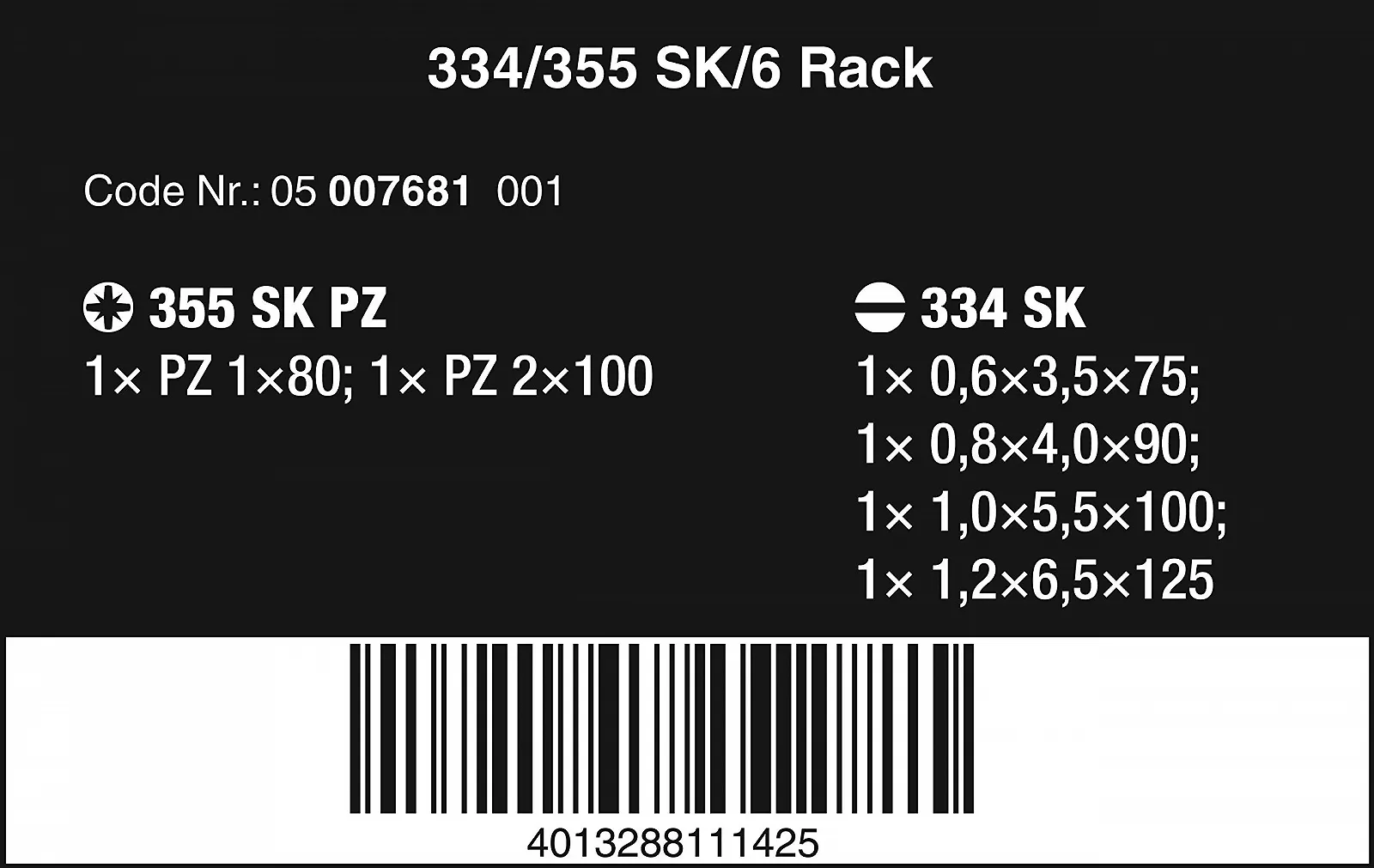 Набір викруток Wera Kraftform Plus Rack 334/355 SK 6 штук сріблястий, фото №2
