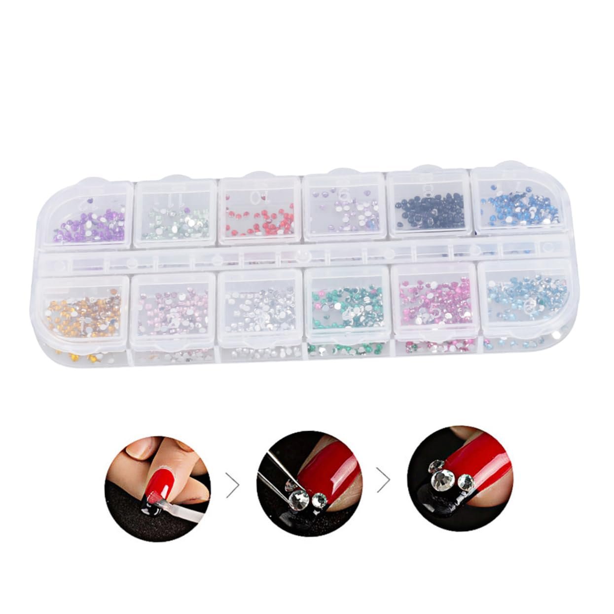 Блискітки для нігтів FRCOLOR кольорові прикраси для нігтів, прозора контейнерна упаковка, фото №2