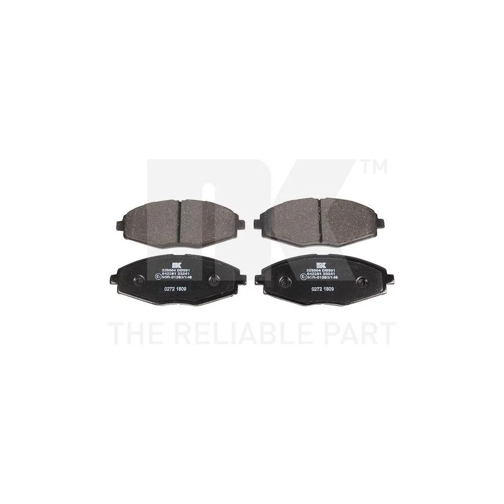 Комплект тормозных колодок, дисковый тормоз NK 225004 для CHEVROLET DAEWOO FSO CHERY, фото №1 Комплект тормозных колодок, дисковый тормоз NK 225004 для CHEVROLET DAEWOO FSO CHERY, фото №1