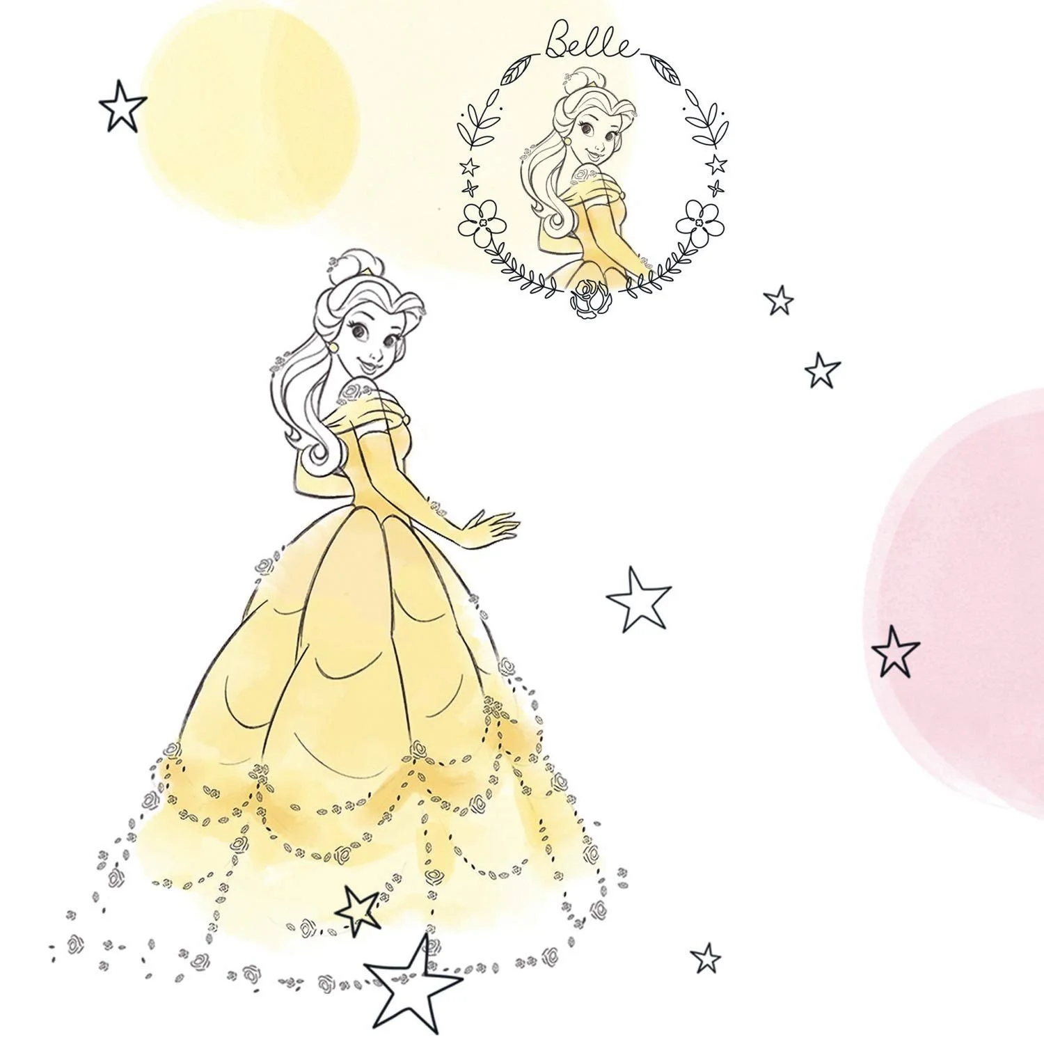 Флізелінові шпалери Komar Disney Princess Pretty Pastel 1 рулон 10.05 x 0.53 м Різнокольорові, фото №3