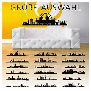 Наклейка на стіну Скайлайн Дортмунда W3291 100 x 29 см Чорна - Фото 1