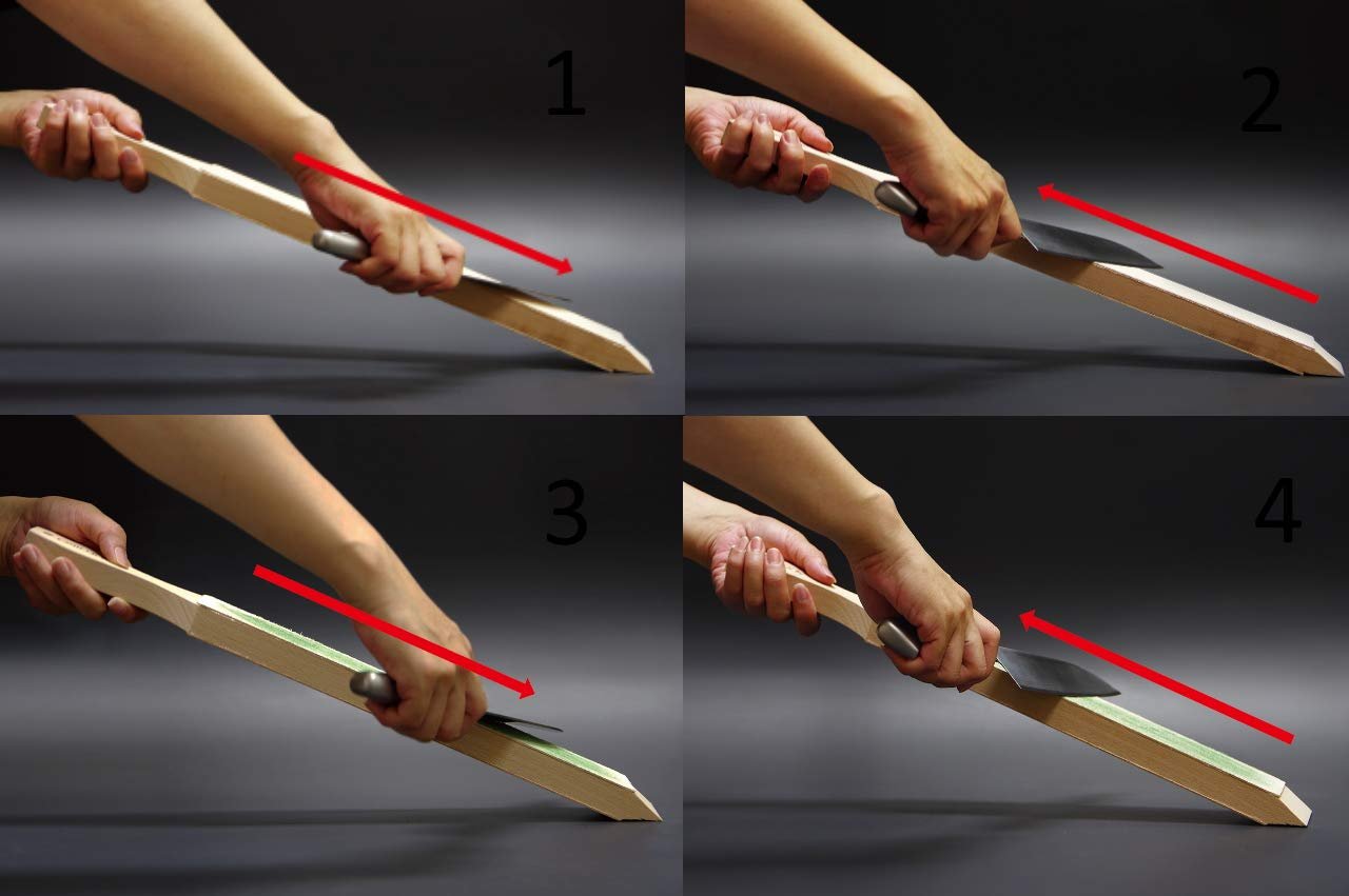 Набор для шлифовки и полировки Suehiro Japanese Sanding Set кожаный 48.5 см с пастой ГОИ для кухонных ножей, фото №3