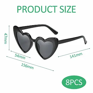 Набор солнцезащитных очков в форме сердца Винтаж Fashion Hippie Черный, 8 шт synthetic.ua - Фото 1
