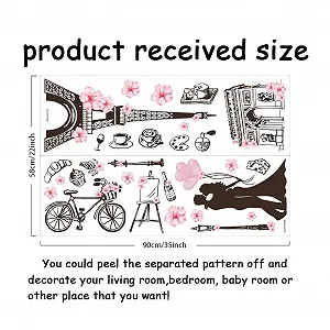 Настінна наклейка SUPERDANT Eiffel Tower Romantic Paris Love And Bicycle Вінілова Знімна synthetic.ua - Фото 1