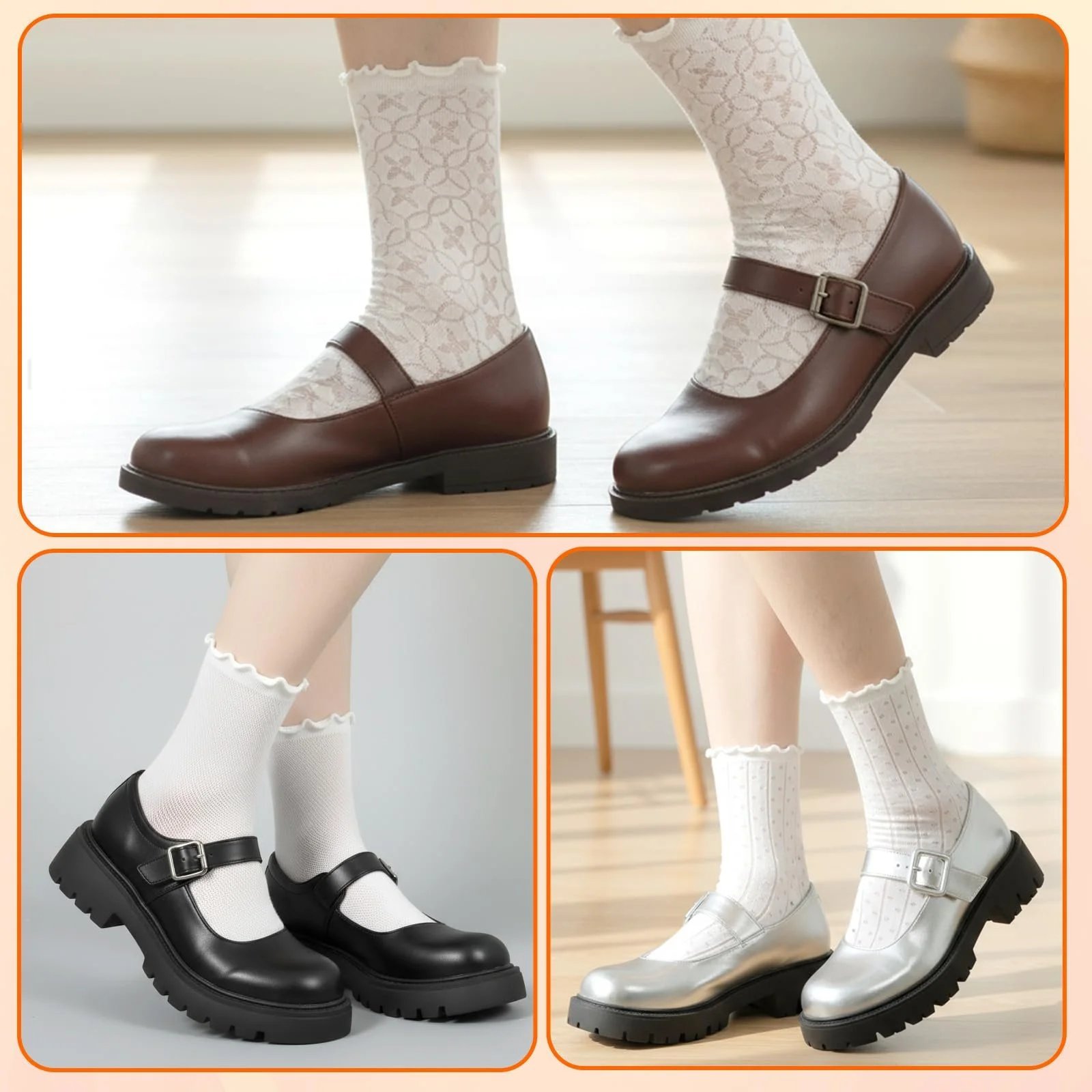 Шкарпетки Ouligay з оборками, 6 пар, білі, фото №6 Шкарпетки Ouligay з оборками, 6 пар, білі, фото №6