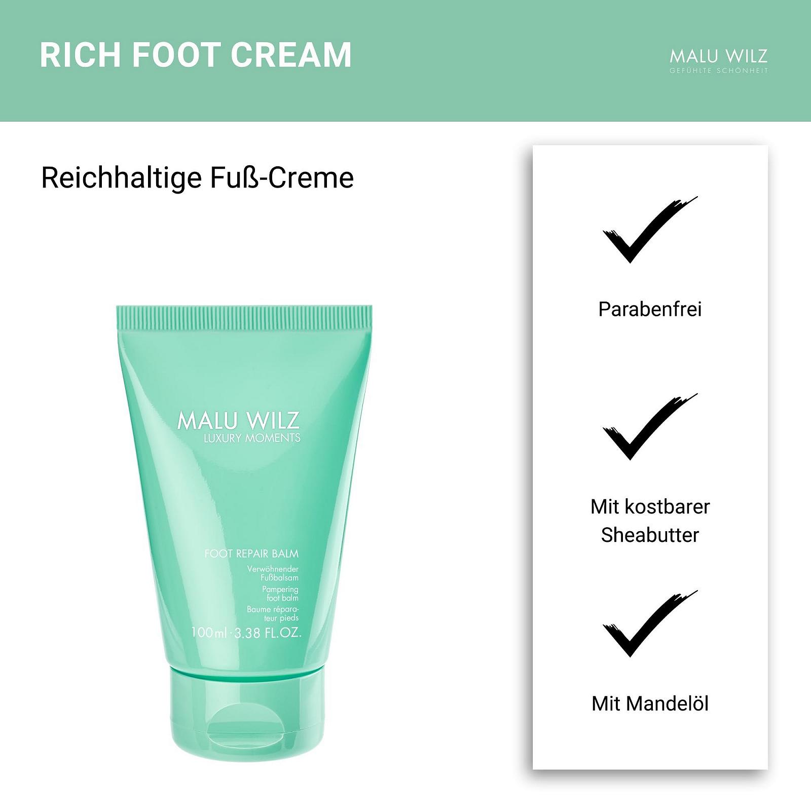 Бальзам для ніг Malu Wilz Foot Repair Balm відновлювальний з маслом ши, екстрактом чаю матча та лемонграсом 100 мл, фото №3