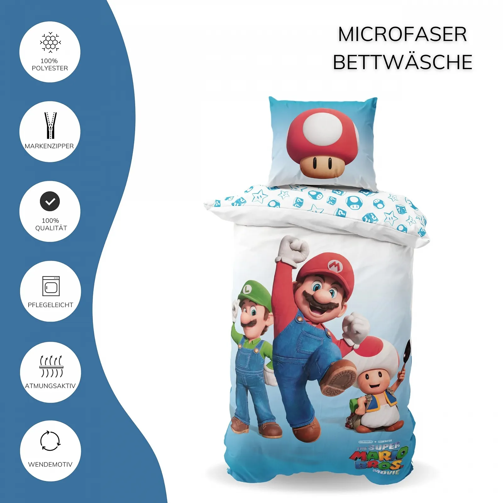 Постільна білизна Microfibre Mario 135 x 200 см, 80 x 80 см + 135 x 200 см, фото №3