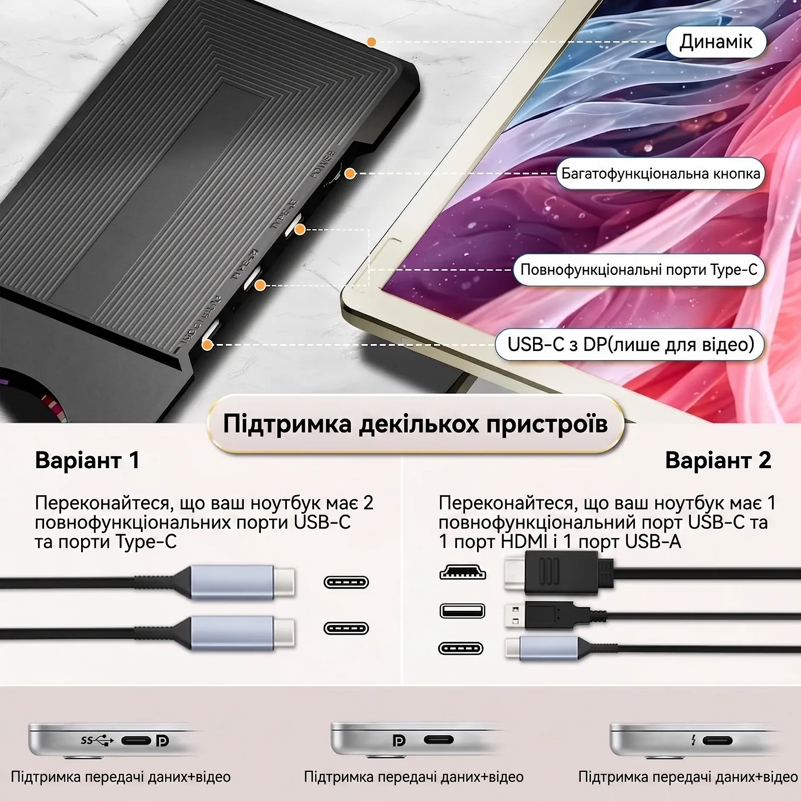 Монітор портативний 15.6" Domyfan S6 Full HD IPS 60 Гц, фото №2