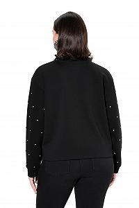 Женский Свитшот Ulla Popken Большого Размера со Стразами, Оверсайз, Круглый Вырез, Длинный Рукав 834283 synthetic.ua - Фото 1