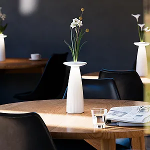 Настільна лампа SIGOR Nuflair LED Акумуляторна з регулюванням яскравості Ваза для квітів Indoor & Outdoor IP54 24 см Snow White synthetic.ua - Фото 1