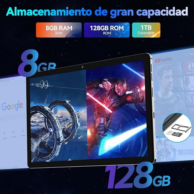 Планшет 10.1" Full HD Kinstone KST102SA 8/128Gb 4G 2-SIM 8 ядер Android 12 8000 mAh Чорний/Срібний, фото №5