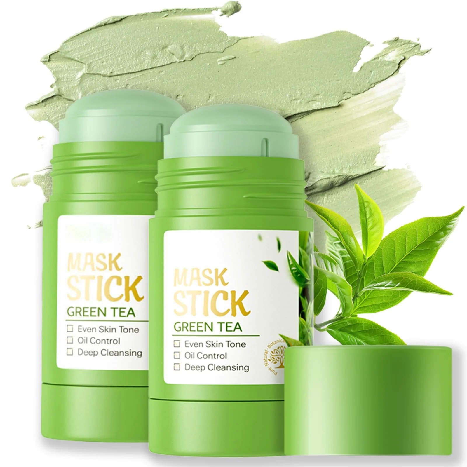 Маска-стик Soleneva Green, Очищающая глиняная маска с зеленым чаем для увлажнения кожи для мужчин и женщин для всех типов кожи, Глиняная маска для уменьшения пор, против акне, 2 шт, фото №1