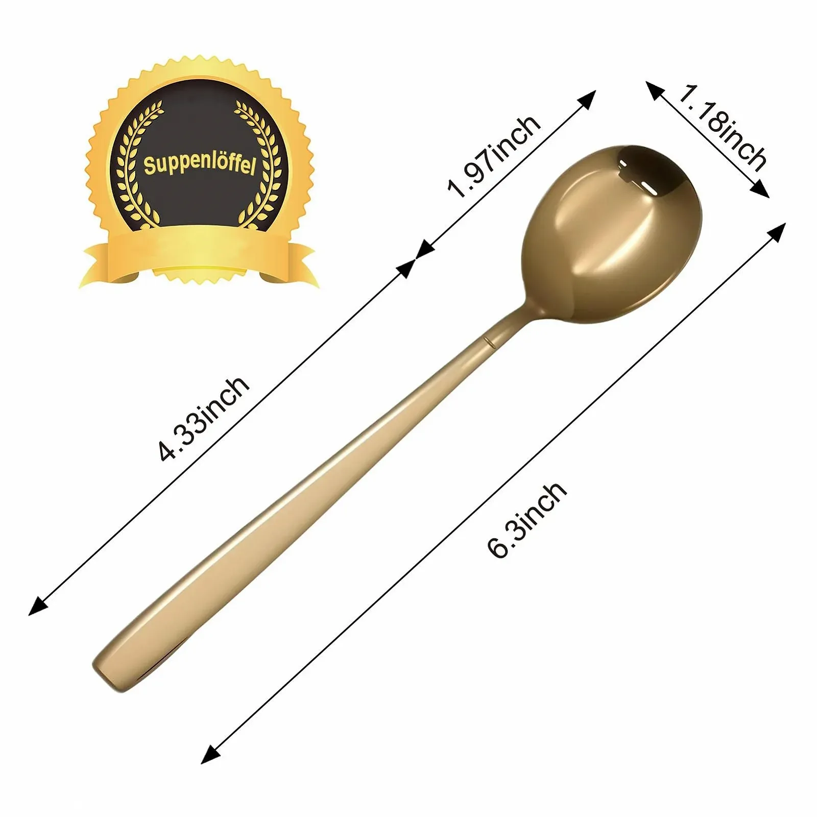 Ложка для супу набір, нержавіюча сталь, 12 штук, 16 cm, золотий, фото №2 Ложка для супу набір, нержавіюча сталь, 12 штук, 16 cm, золотий, фото №2